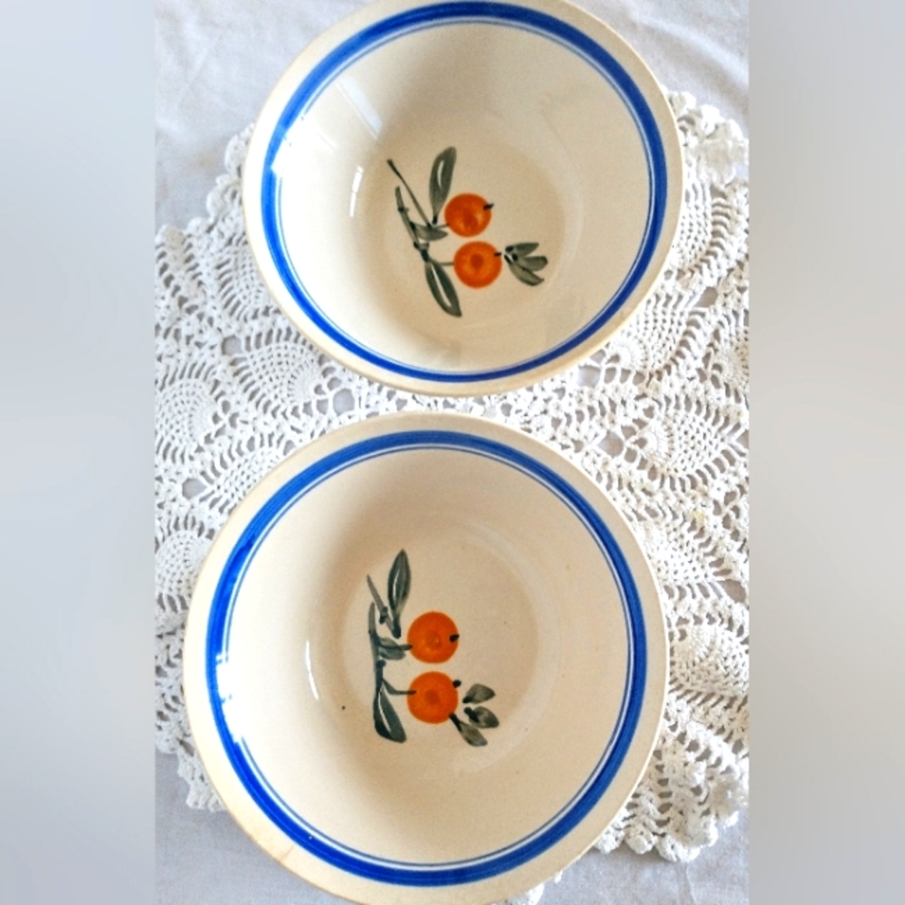OOAK Hand Painted Vintage Large Bowls
